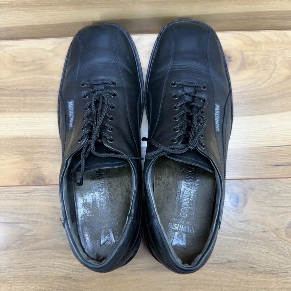 Mephisto Good Year Welt Black Oxfords Mens 10 Leather Comfort Business Casual